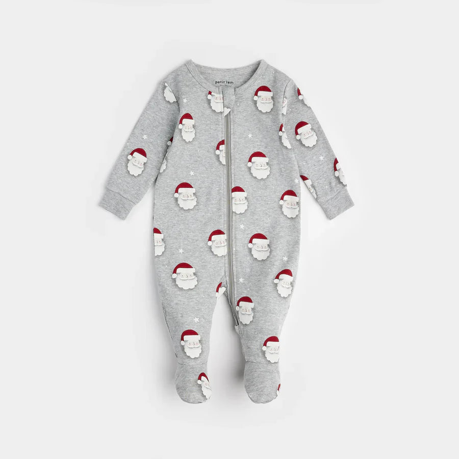 Petit lem - Dormeuse gris chiné à imprimé «Père Noël» (9 mois)