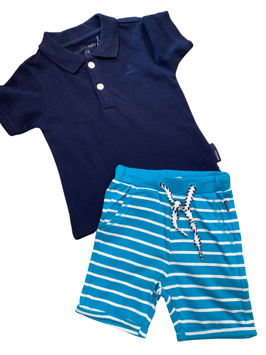 Noppies - Ensemble polo marine avec short, (6-9 mois)
