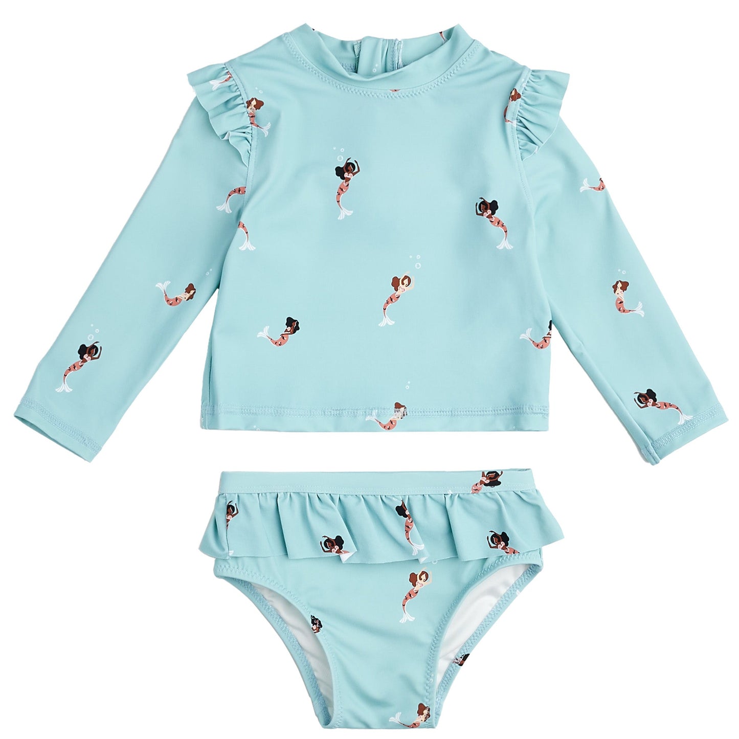 Miles the label - Maillot 2 pièces manches longues turquoise avec sirènes (0/3 mois)
