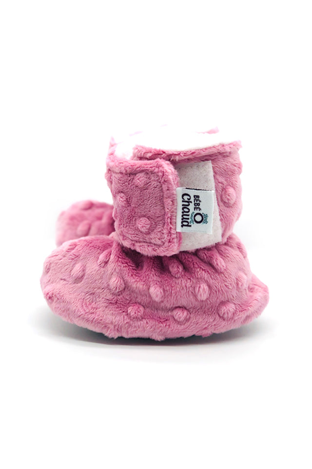 Bébé o chaud - Pantoufles à velcro, vieux rose 18-24 mois